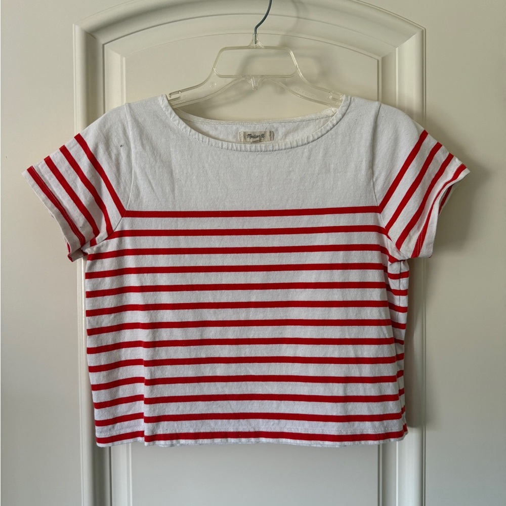 LAST CALL!! Madewell Soft White and Red Striped Tee
